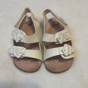 Wonder Nation Cream Kids Sandals with Flower Accents